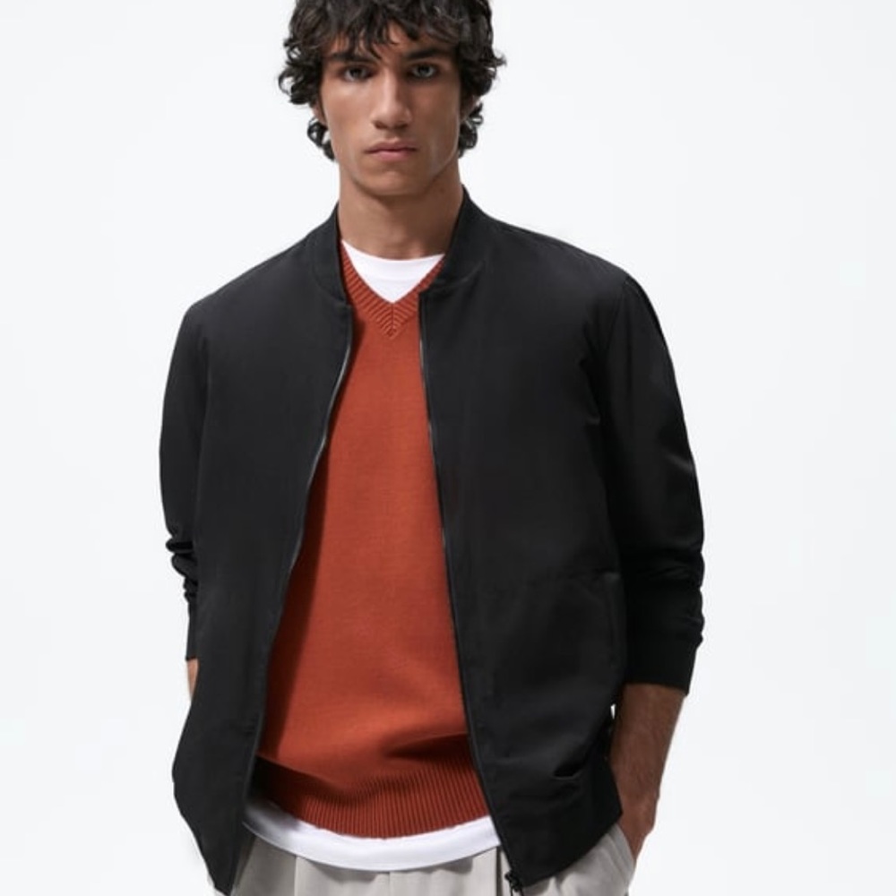 Zara Man Basic Nylon Bomber Jacket